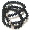 Black lava beads with rose gold-plated pave crystal_trio