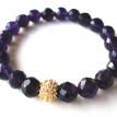 Faceted amethyst with yellow gold-plated pave crystal